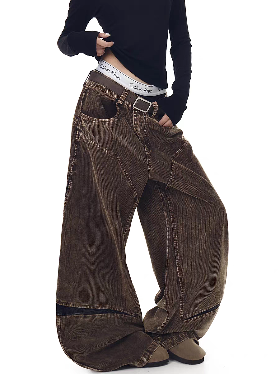 GKIKZ ABYSSAL CORDUROY SCULPT WIDE-LEG PANTS