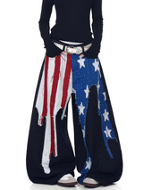 GKIKZ ALL-AMERICAN GRUNGE FLARES WIDE-LEG DENIM PANT