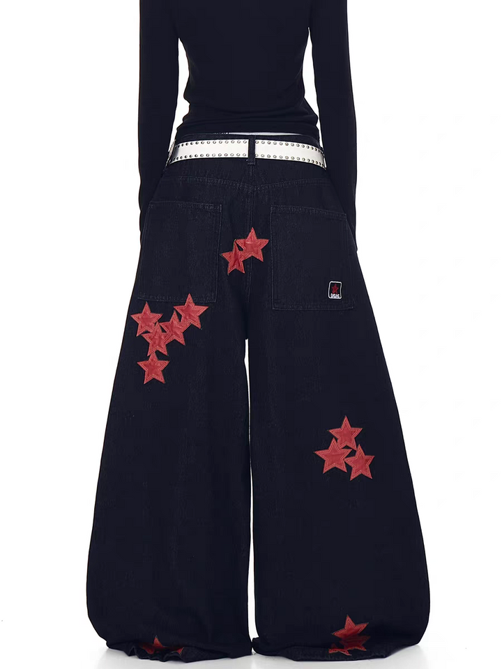GKIKZ ALL-AMERICAN GRUNGE FLARES WIDE-LEG DENIM PANT