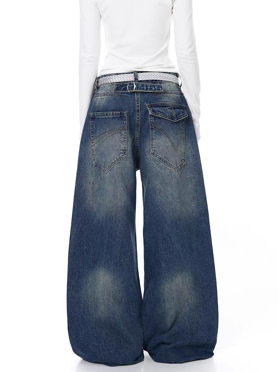 Pyramid Punk Studded Wide-Leg Denim Pant