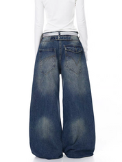 Pyramid Punk Studded Wide-Leg Denim Pant