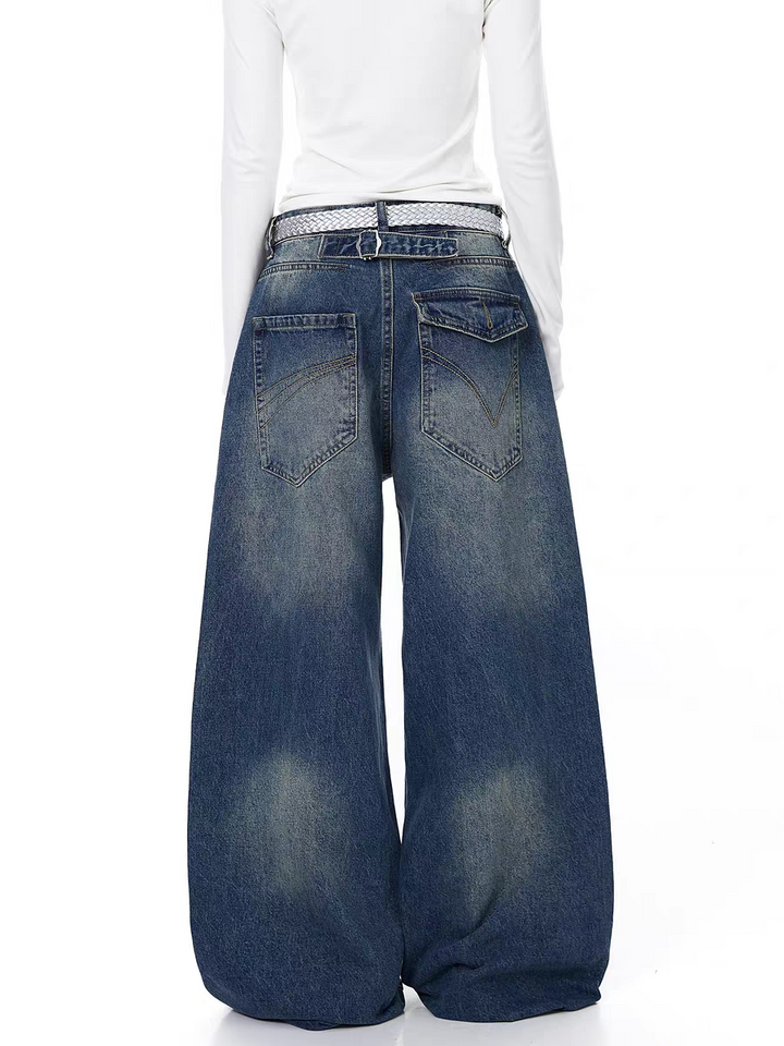 GKIKZ PYRAMID PUNK STUDDED WIDE-LEG DENIM PANT