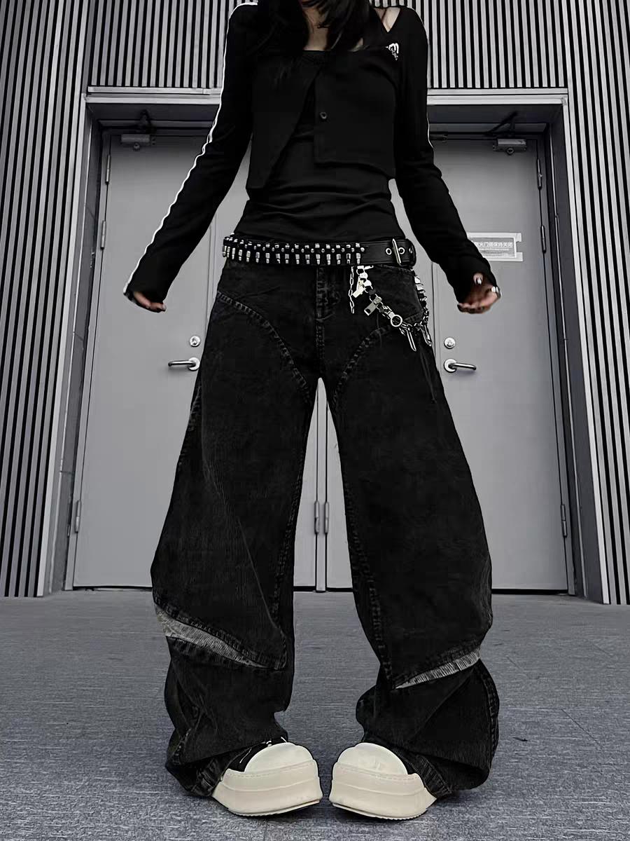 GKIKZ ABYSSAL CORDUROY SCULPT WIDE-LEG PANTS