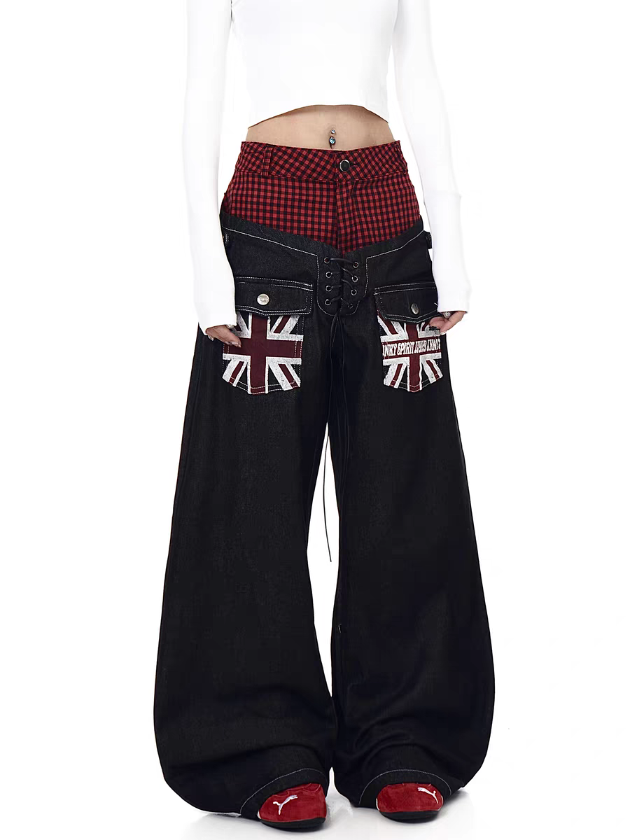 GKIKZ UNION CODE FLANNEL PATCH JEANS