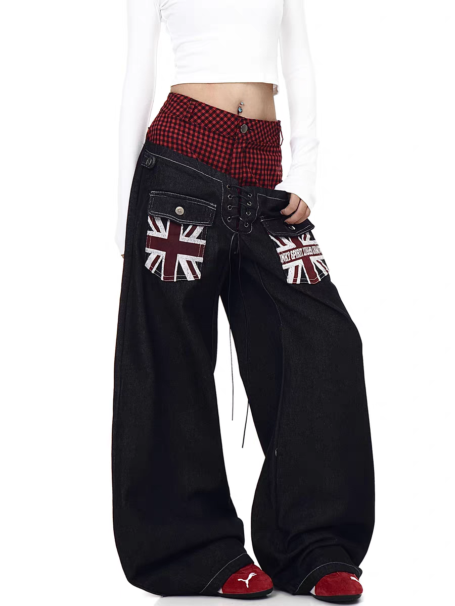 GKIKZ UNION CODE FLANNEL PATCH JEANS