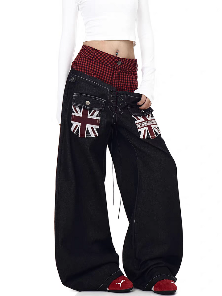 GKIKZ UNION CODE FLANNEL PATCH JEANS