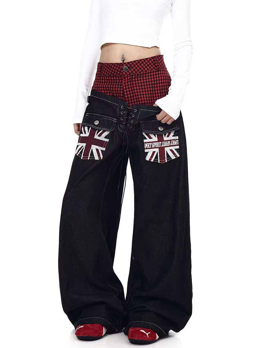 Union Code Flannel Patch Jeans