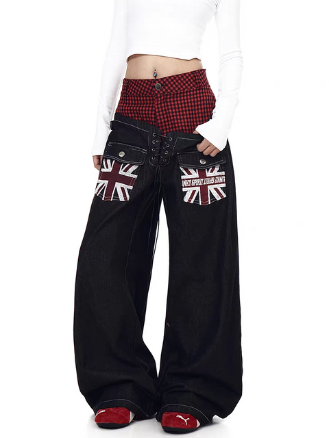 Union Code Flannel Patch Jeans