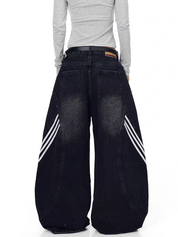 GKIKZ TRI-LINE CURVED PANEL DENIM PANTS