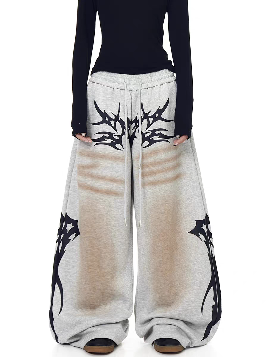 GKIKZ FLAMEBURST WIDE-LEG SWEATPANTS