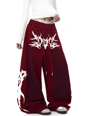GKIKZ FLAMEBURST WIDE-LEG SWEATPANTS
