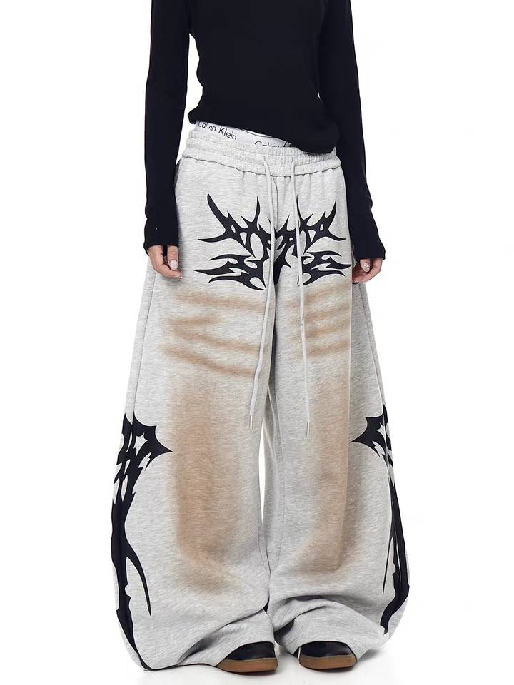 GKIKZ FLAMEBURST WIDE-LEG SWEATPANTS