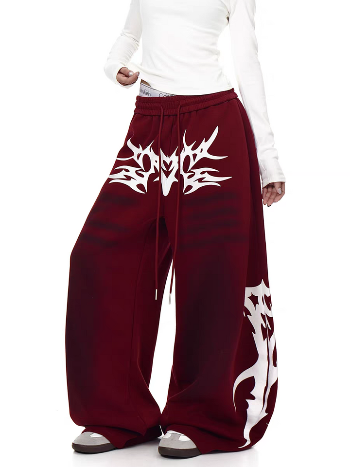GKIKZ FLAMEBURST WIDE-LEG SWEATPANTS