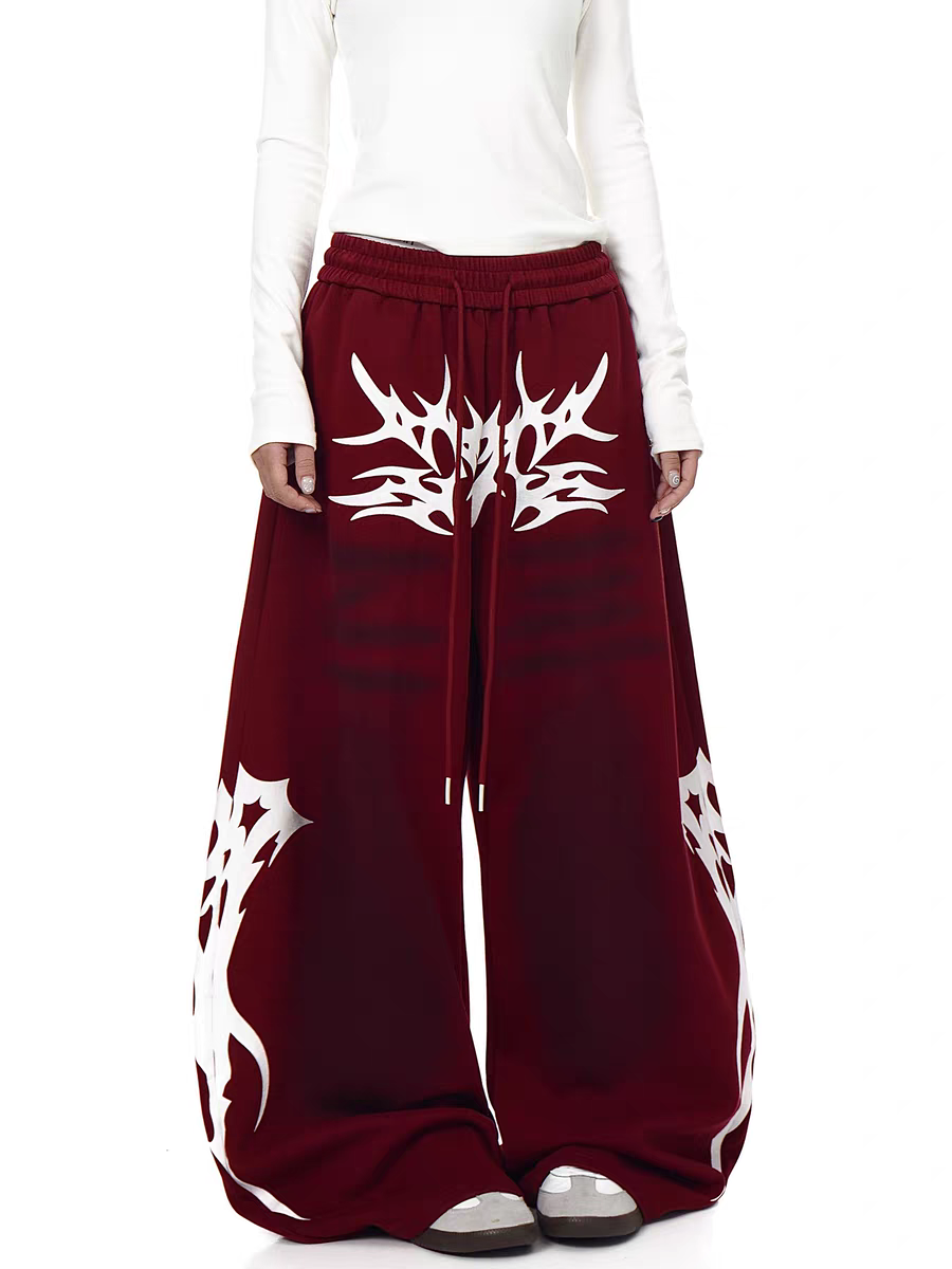 GKIKZ FLAMEBURST WIDE-LEG SWEATPANTS