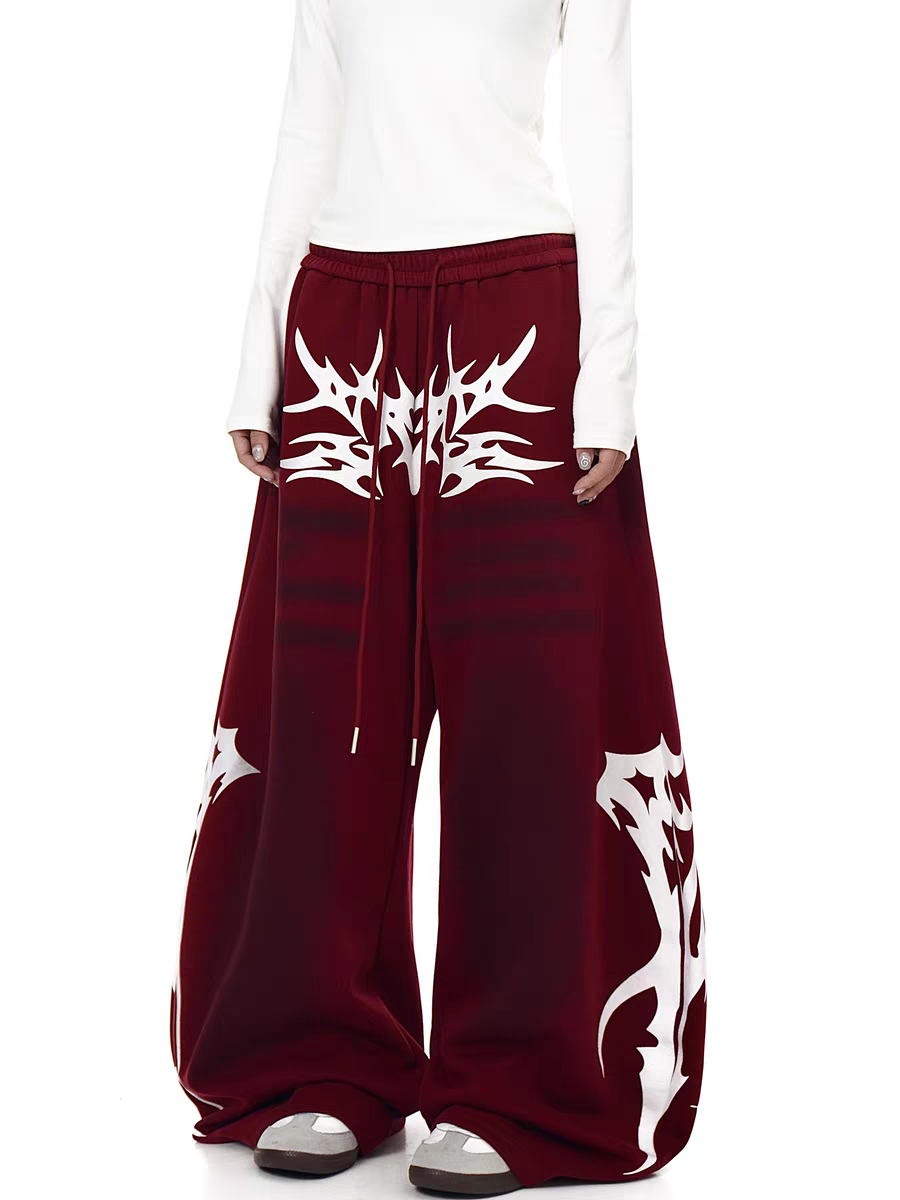 GKIKZ FLAMEBURST WIDE-LEG SWEATPANTS