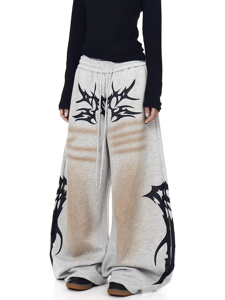 GKIKZ FLAMEBURST WIDE-LEG SWEATPANTS
