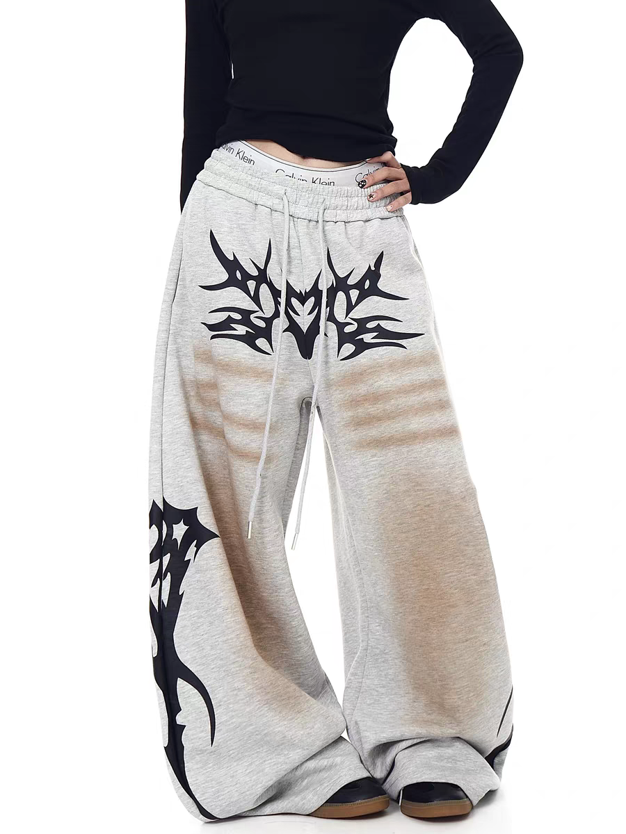 GKIKZ FLAMEBURST WIDE-LEG SWEATPANTS