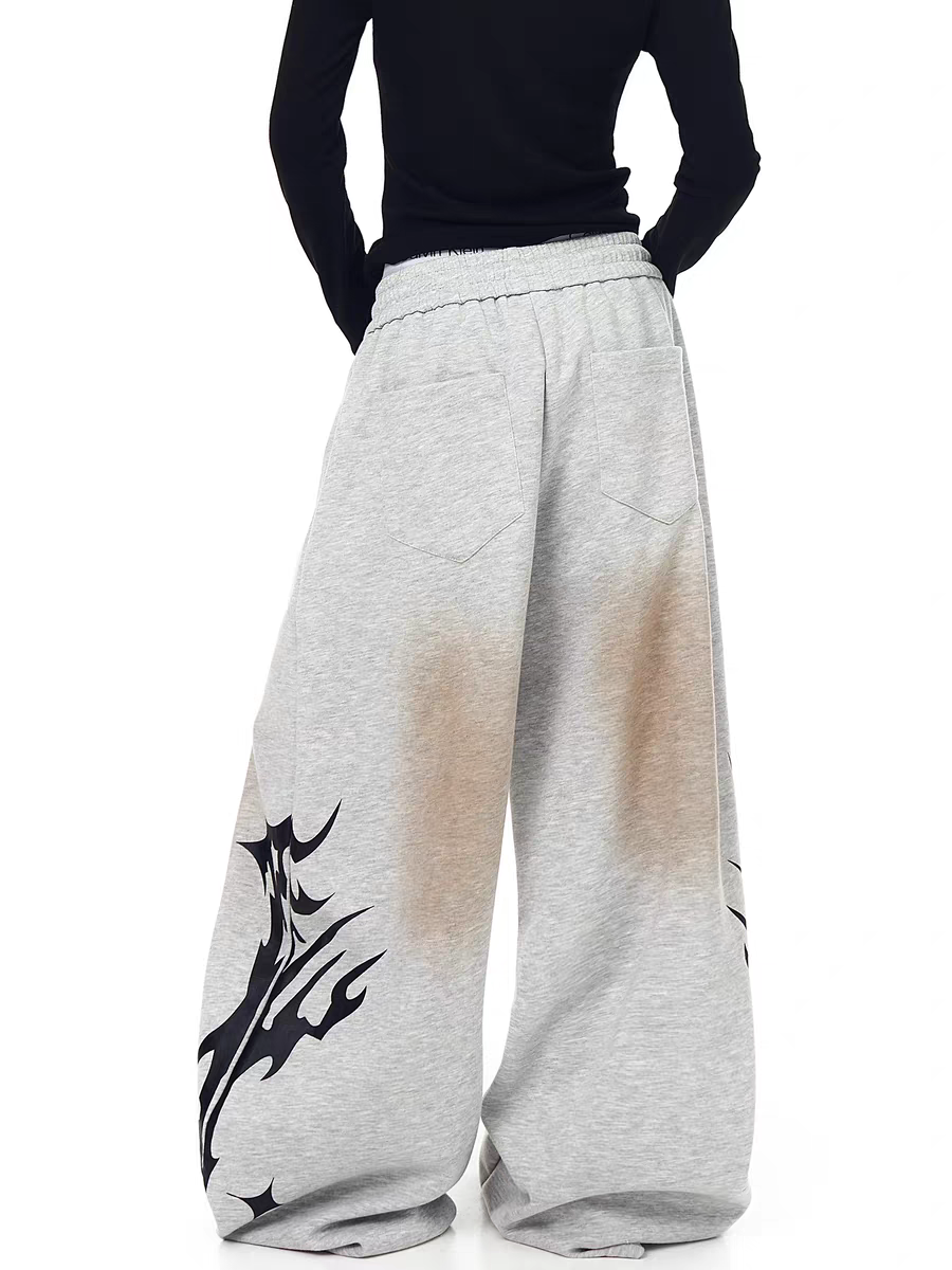 GKIKZ FLAMEBURST WIDE-LEG SWEATPANTS