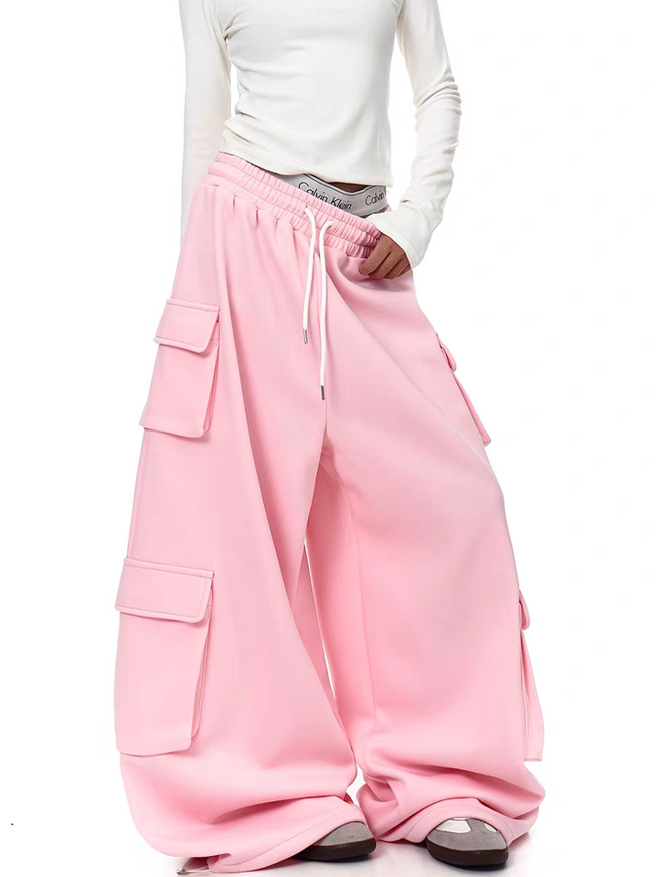 GKIKZ BLUSH DROP HEAVY FLEECE-LINED CARGO PANTS