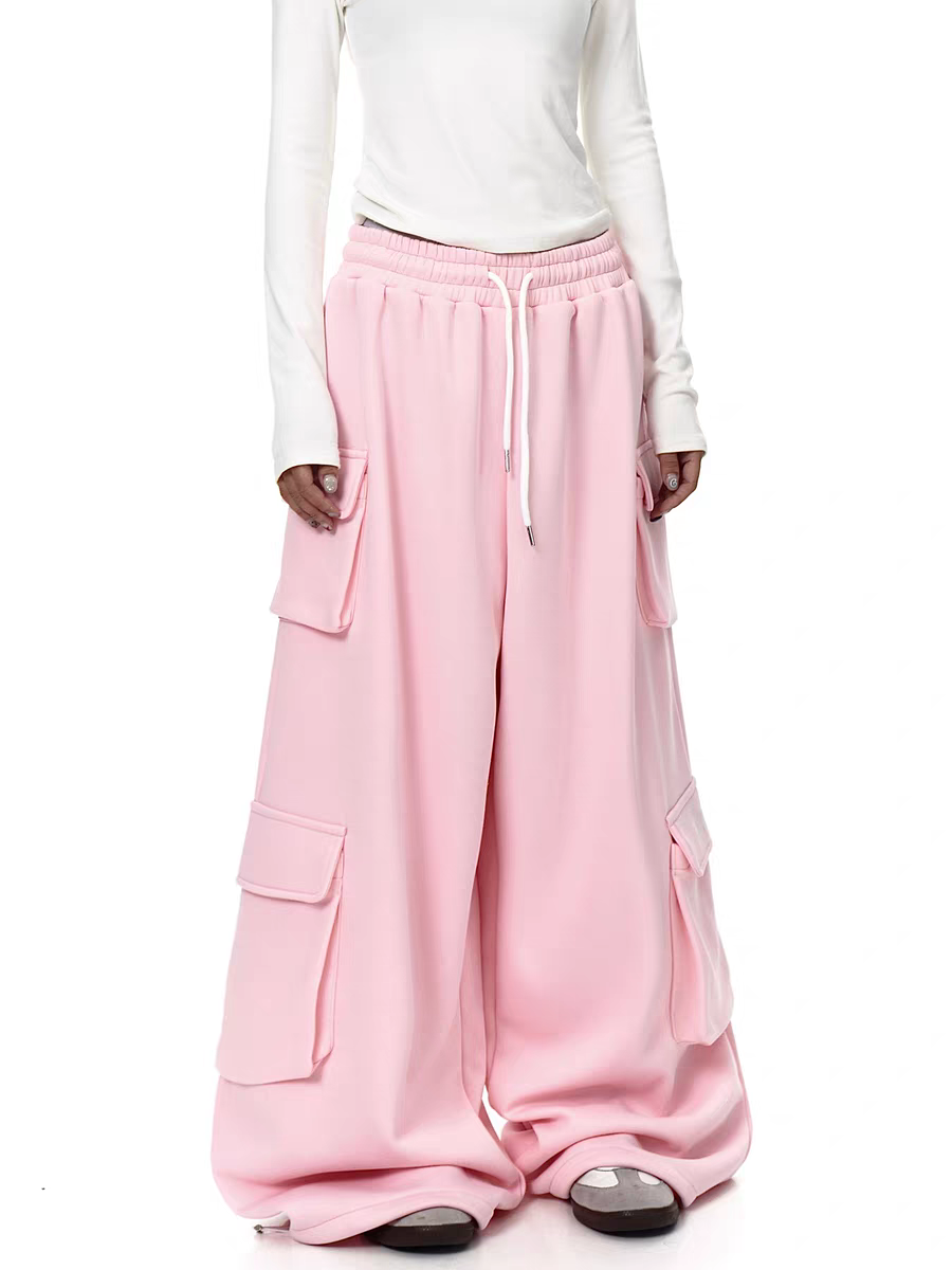 GKIKZ BLUSH DROP HEAVY FLEECE-LINED CARGO PANTS