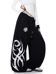 GKIKZ TRIBAL PRINT RELAXED FIT SWEATPANTS