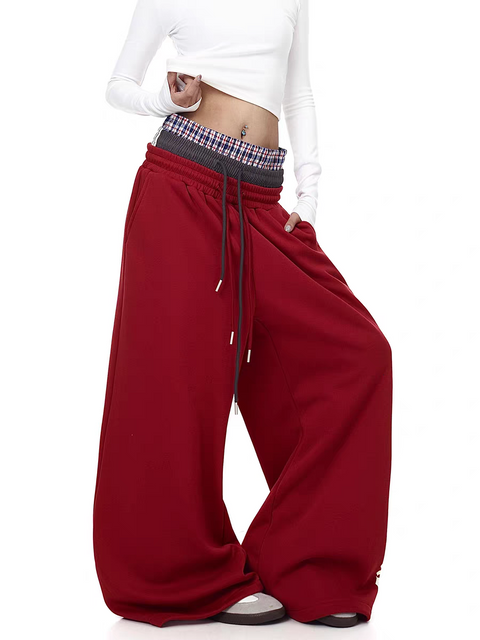 "Gangsta Trust No Bhs" Tri-Waist Wide-Leg Sweatpants