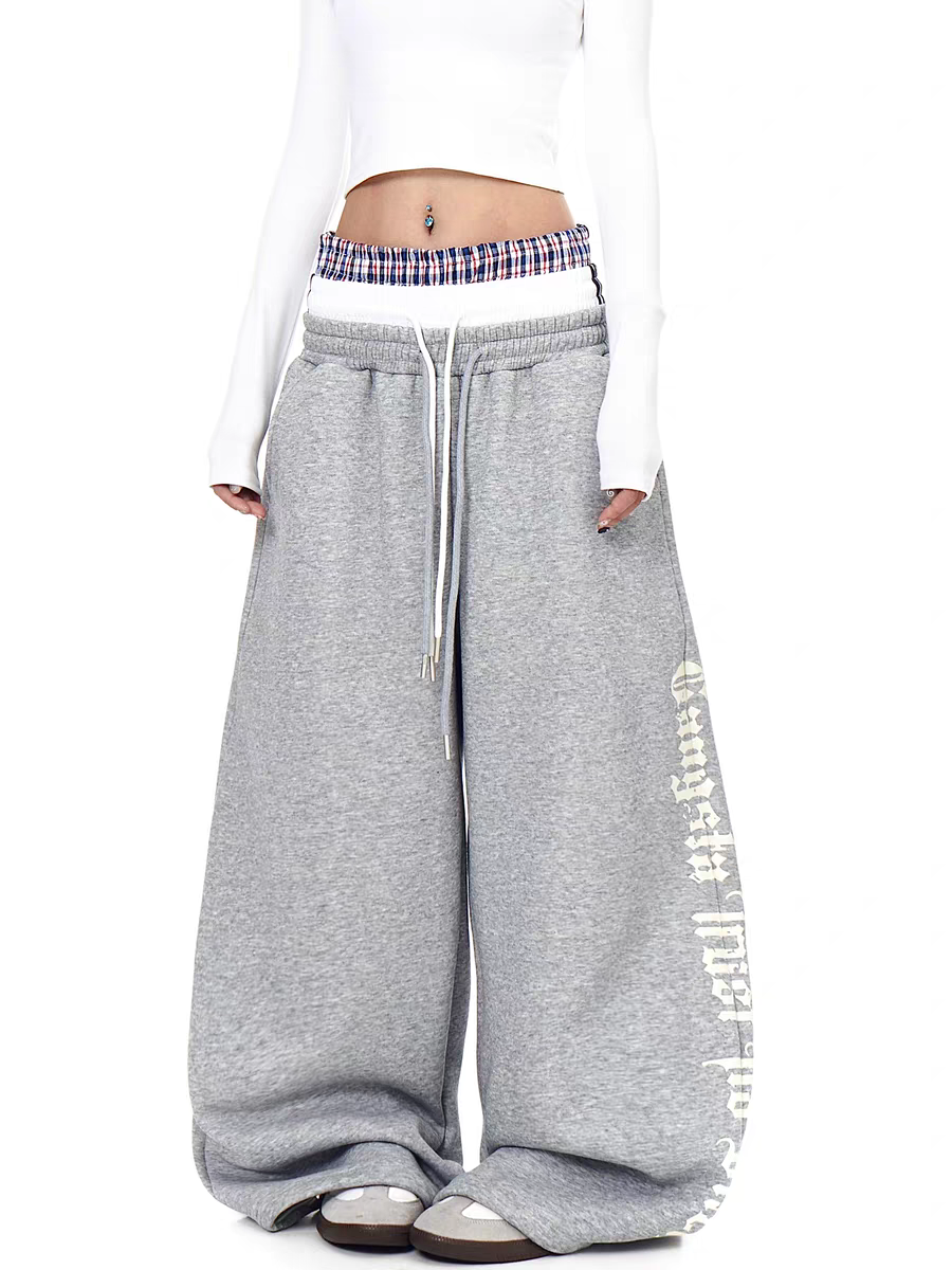 GKIKZ "GANGSTA TRUST NO BHS" TRI-WAIST WIDE-LEG SWEATPANTS