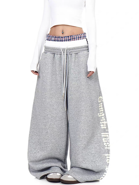"Gangsta Trust No Bhs" Tri-Waist Wide-Leg Sweatpants