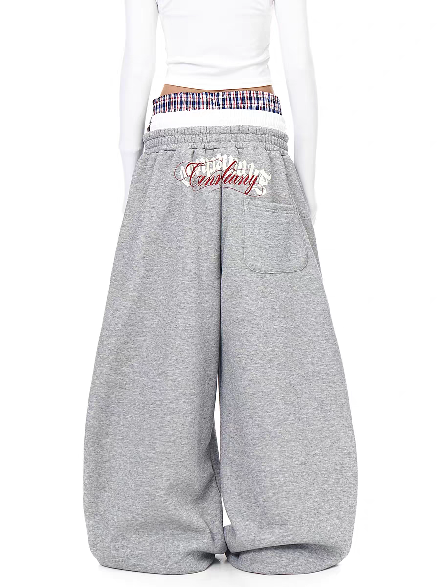 GKIKZ "GANGSTA TRUST NO BHS" TRI-WAIST WIDE-LEG SWEATPANTS