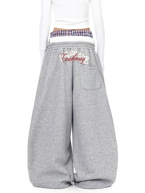 "Gangsta Trust No Bhs" Tri-Waist Wide-Leg Sweatpants