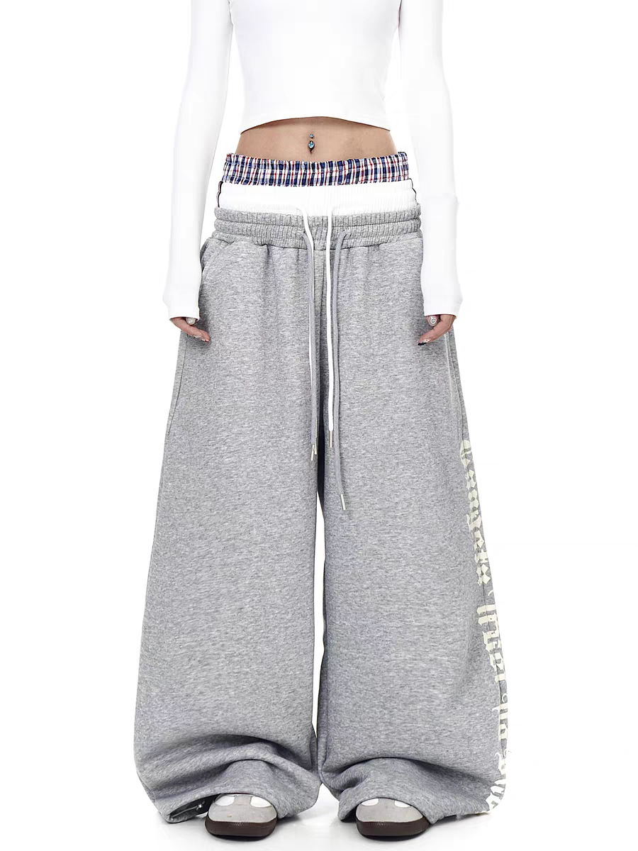 GKIKZ "GANGSTA TRUST NO BHS" TRI-WAIST WIDE-LEG SWEATPANTS