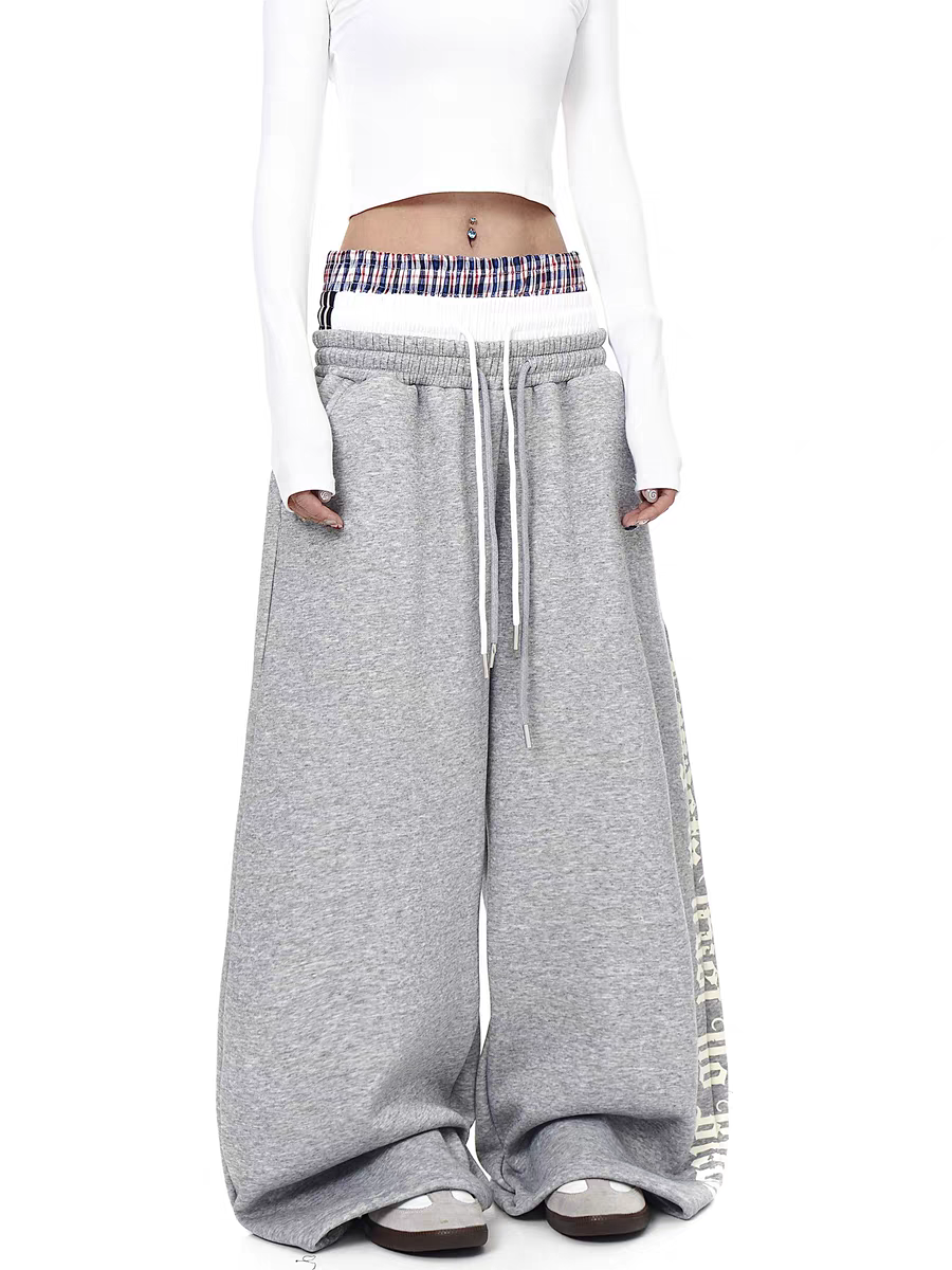 GKIKZ "GANGSTA TRUST NO BHS" TRI-WAIST WIDE-LEG SWEATPANTS