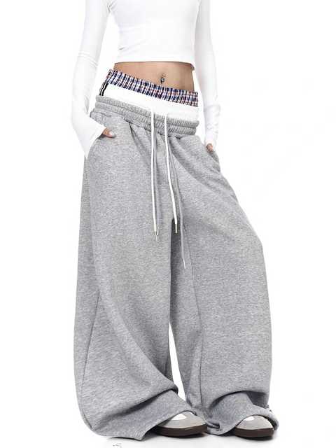 "Gangsta Trust No Bhs" Tri-Waist Wide-Leg Sweatpants