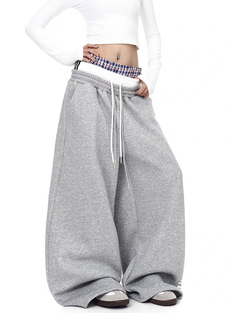 "Gangsta Trust No Bhs" Tri-Waist Wide-Leg Sweatpants