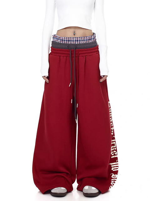 "Gangsta Trust No Bhs" Tri-Waist Wide-Leg Sweatpants