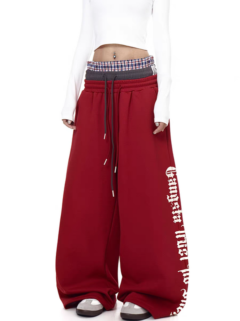 "Gangsta Trust No Bhs" Tri-Waist Wide-Leg Sweatpants