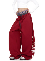 GKIKZ "GANGSTA TRUST NO BHS" TRI-WAIST WIDE-LEG SWEATPANTS