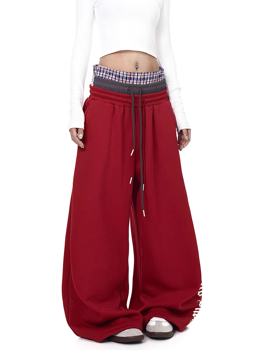 GKIKZ "GANGSTA TRUST NO BHS" TRI-WAIST WIDE-LEG SWEATPANTS