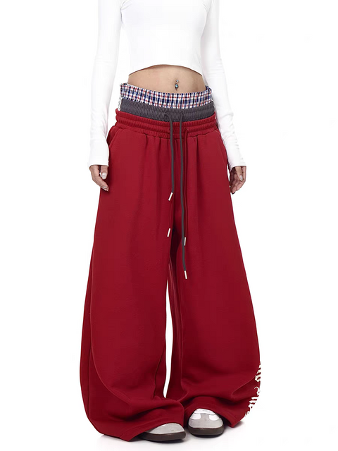 "Gangsta Trust No Bhs" Tri-Waist Wide-Leg Sweatpants