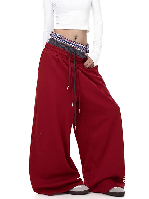 "Gangsta Trust No Bhs" Tri-Waist Wide-Leg Sweatpants