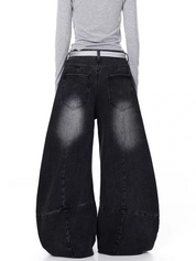 GKIKZ GRADIENT FADE BALLON-LEG DENIM PANTS