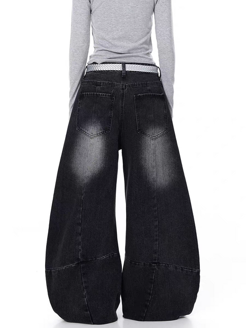 Gradient Fade Balloon-Leg Denim Pants