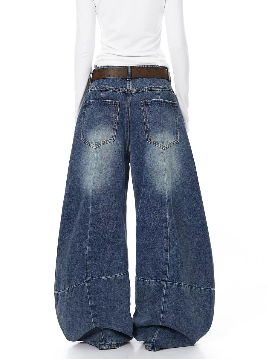 GKIKZ GRADIENT FADE BALLON-LEG DENIM PANTS