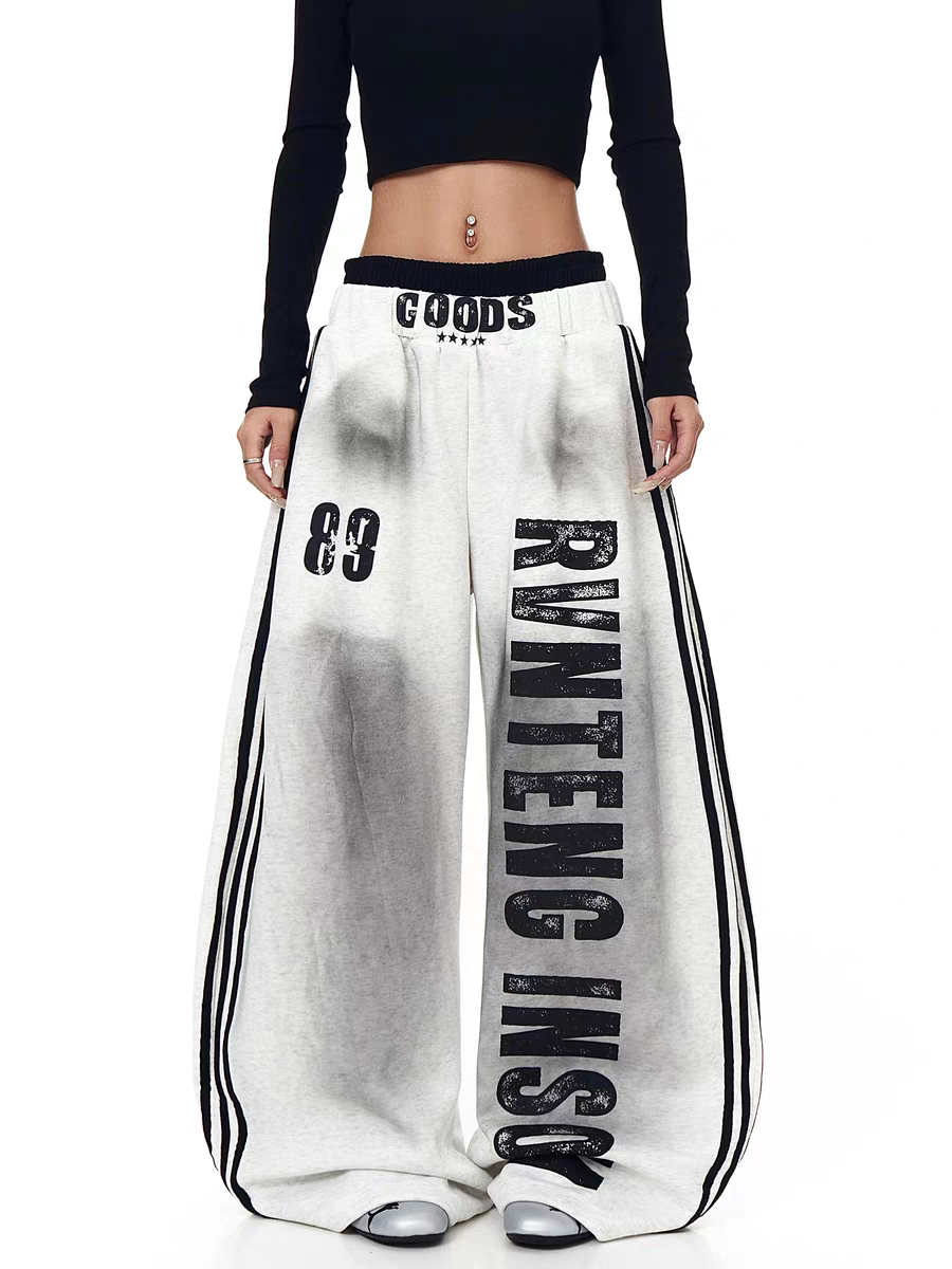 X Rvnteng™ Graphic Stripe Wide-Leg Track Pants
