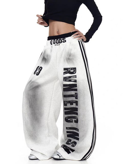 GKIKZ X RVNTENG™ GRAPHIC STRIPE WIDE-LEG TRACK PANTS