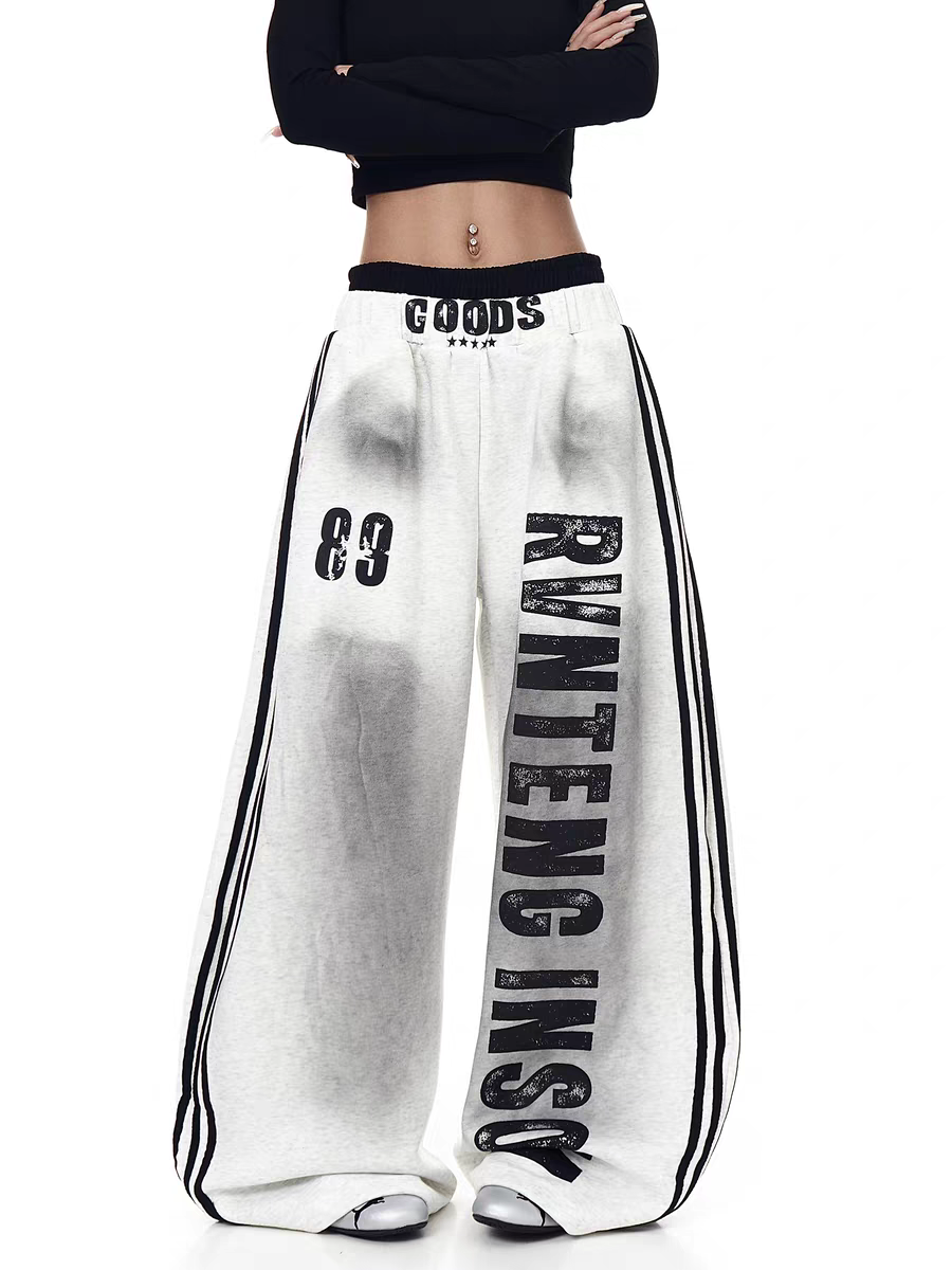 X Rvnteng™ Graphic Stripe Wide-Leg Track Pants