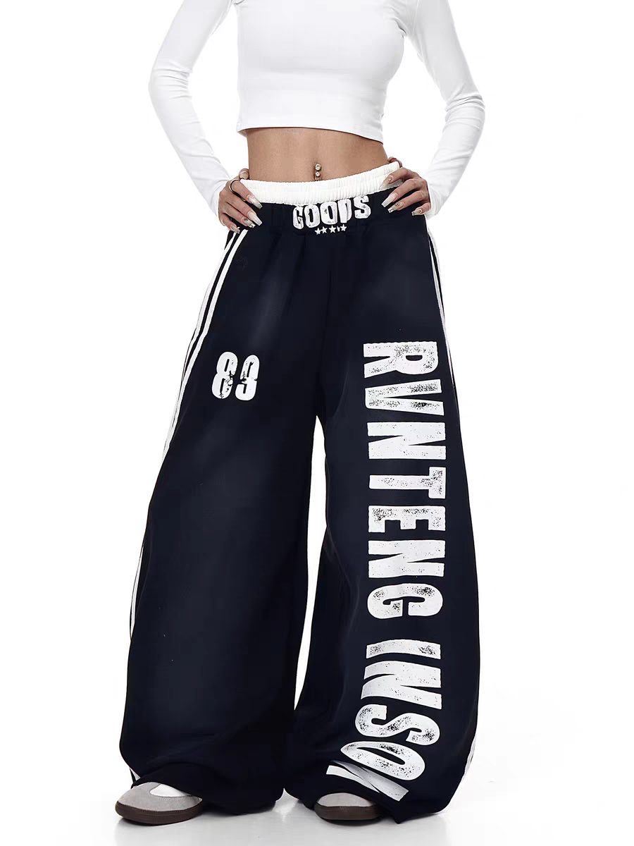 X Rvnteng™ Graphic Stripe Wide-Leg Track Pants
