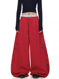 Crimson Script Wide-Leg Sweatpants
