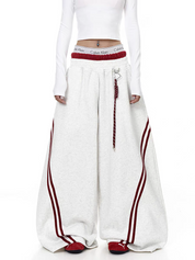 GKIKZ STRIPED CONTRAST WIDE-LEG DRAWSTRING PANTS