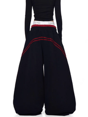 GKIKZ STRIPED CONTRAST WIDE-LEG DRAWSTRING PANTS